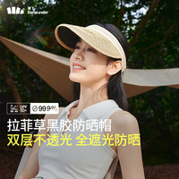蕉下 Beneunder黑胶防晒草帽BM56224遮阳帽女防晒遮热夏季防紫外线透气帽子