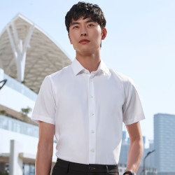 saintangelo报喜鸟短袖衬衫男装免烫新疆棉轻商务正装衬衫男衬衣原