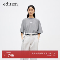 editionT恤女2024夏新款简约小众绣花装饰棉麻宽松短袖圆领上衣