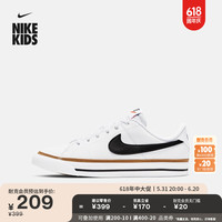 耐克(NIKE)官方男童COURT LEGACY大童运动童鞋夏季网球板鞋DA5380 102白色/黑/沙漠黄褐/橡皮浅褐