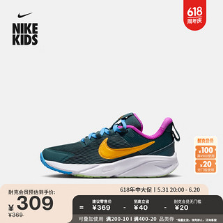 NIKE 耐克 男女童幼童运动童鞋夏季缓震免系带抓地回弹DX7614 300深丛林绿/日晷黄/超级紫罗兰色/蒸气绿 28