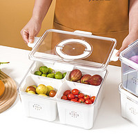 拜杰手提保鲜盒水果盒便携外出户外露营春游野餐盒移动小冰箱四分格