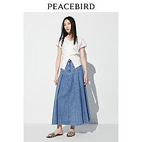 PEACEBIRD 太平鸟 休闲牛仔半身裙2024夏莱赛尔品质显瘦韩版半裙