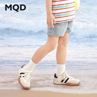 马骑顿（MQD）MQD女大童24夏新款甜美百搭休闲国风花边牛仔短裤 浅牛仔蓝 1