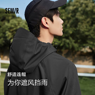 森马（Semir）张新成同款冲锋衣男户外三防夹克24秋连帽外套夹克上衣 黑色90001 185/100A/XXL