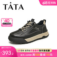 他她（TATA）2024春商场同款时尚百搭休闲男鞋新款VGH01AM4 黑色 39