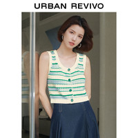 URBAN REVIVO 水果系列 女士撞色条纹针织开衫 UWU940116