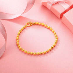 88vipmokingran梦金园一光一砂金珠黄金手链女足金小圆珠手饰经典圆珠