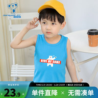 真维斯童装2024夏季新款 男童趣味印花图案圆领纯棉无袖T恤DQ