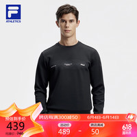 FILA 斐乐男子套头卫衣2024春简约基础运动针织上衣 深黑-BK 175/96A/L