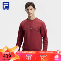 FILA 斐乐男子套头卫衣2024春简约基础运动针织上衣 锈红-RD 190/108A/XXXL