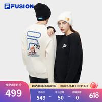 FILAFUSION斐乐潮牌款针织加绒卫衣冬季男女装时尚套头衫 麦乳色-BG 180/100A/XL