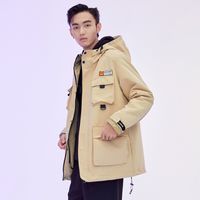 美特斯邦威工装棉服男连帽宽松春季多口袋潮流棉衣外套男731182