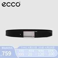 爱步(ECCO)男士金属扣皮带 商务正装时尚腰带91058950黑色100l礼盒装