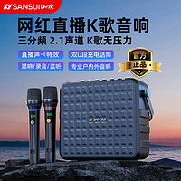 SANSUI 山水 E77 户外k歌音响 蓝牙音箱 大功率声卡音响一体机 户外音响k歌专用 广场舞音响 便携音响 乐器音箱