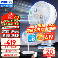 飞利浦（PHILIPS）电风扇家用空气循环扇轻音节能落地扇智能台扇直流变频摇头电扇台地两用桌面换气扇ACR3342CFV 【3D循环风】手机智控语音控制款