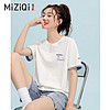 MIZIQI 米子旗 白色短袖t恤女装夏季新款  2024年韩版撞色纯棉半袖体恤上衣ins潮