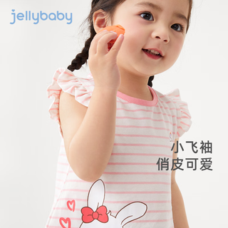 JELLYBABY女童t恤夏2024宝宝粉色上衣夏装幼童小飞袖夏季衣服3岁婴幼儿短袖