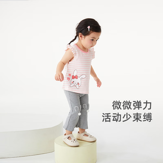 JELLYBABY女童t恤夏2024宝宝粉色上衣夏装幼童小飞袖夏季衣服3岁婴幼儿短袖