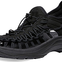 移动专享：KEEN Uneek Astoria 女士 透气高跟 两绳休闲水凉鞋,黑色/黑色,37.5 EU