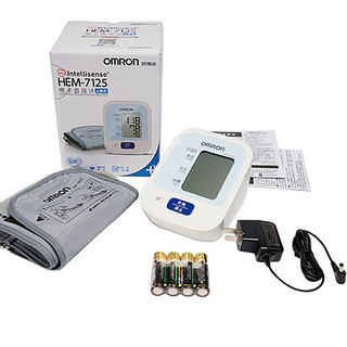 欧姆龙（OMRON）血压计HEM-7125电子血压仪家用测血压仪器高血压测量仪医用 7125血压计+电池+电源