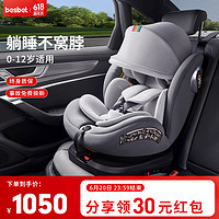 besbet 贝思贝特 思贝特（besbet）儿童座椅0-4-12岁汽车用婴儿宝宝360度旋转 BW19-TT 骑士灰 旋转骑士-骑士灰