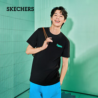 斯凯奇（Skechers）T恤男女同款简约时尚休闲圆领运动短袖 碳黑 L