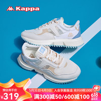 KAPPA卡帕男鞋运动老爹鞋子男2024春夏季透气跑步鞋轻便软底休闲鞋 经典白/蓝雾色 36