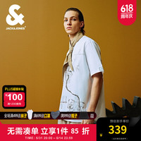 杰克·琼斯（JACK&JONES）达芬奇联名夏季新款潮宽松衣身满印字母刺绣圆领T恤男224201362 A06 雪白色 1