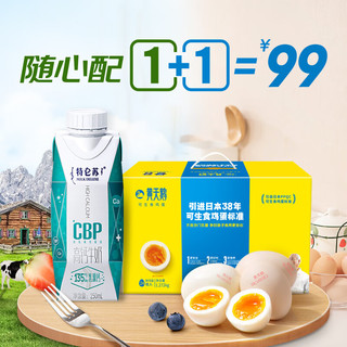 特仑苏X黄天鹅 营养早产蛋奶搭配 高钙牛奶250ml×10包+ 可生食鸡蛋24枚 轻食