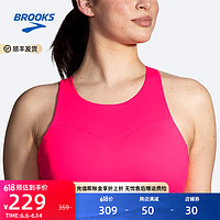 布鲁克斯（BROOKS）女跑步内衣文胸高强度透气防震胸罩可拆卸收副乳 萤光粉红 36/80/DD/E