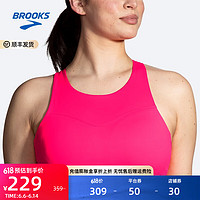 布鲁克斯（BROOKS）女跑步内衣文胸高强度透气防震胸罩可拆卸收副乳 萤光粉红 32/70/DD/E