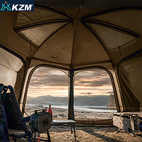 KZM 户外露营全景视野球形野营星空帐K231T3T01-VIVA沙色客厅堡垒帐篷 双开透明门-军绿色