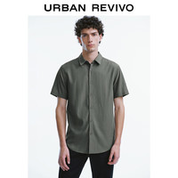 URBAN REVIVO 男士轻商务百搭翻领短袖开襟衬衫 UMU240032 深灰 S