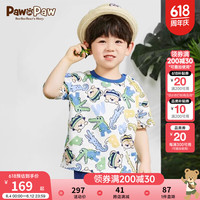 PawinPaw卡通小熊童装2024年夏季男宝宝满印印花休闲短袖套装 Blue蓝色/50 100