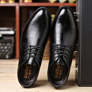 讴步（oubu）皮鞋男英伦正装鞋商务休闲工作皮鞋系带结婚皮鞋 R 黑色 44