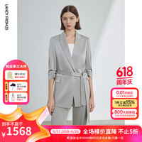 朗姿【三醋酸Basic衣橱】法式西服外套女2024夏新款通勤高端西装 玛瑙灰色