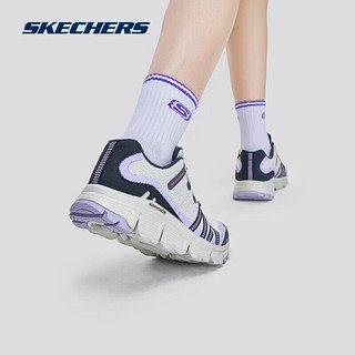 斯凯奇（Skechers）女子复古户外鞋轻量舒适耐磨徒步鞋子180149 海军蓝色/紫色/NVPR 35.5