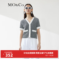 MO&Co.夏季小香风金扣撞色针织开衫短外套MBB2CAR004千金风