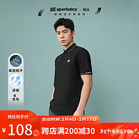 HLA海澜之家短袖POLO衫男24SPORTSDAY马术运动凉感排汗短袖男夏季 185/100A(XXL) 黑色（净色）(3G)