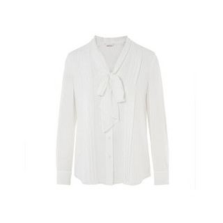 朗姿法式设计感内搭衬衣高级感飘带白色雪纺衬衫女 白色4 L