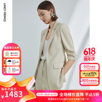 朗姿法式高级感气质职业设计感西服外套2024年夏季休闲西装女 薄雾草地色 2XL