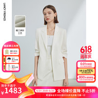 朗姿法式高级感气质职业设计感西服外套2024年夏季休闲西装女 白色 L