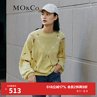 MO&Co.菱格镂空羊毛山羊绒毛衣针织衫MBB1SWT038摩安珂 嫩黄色 S/160