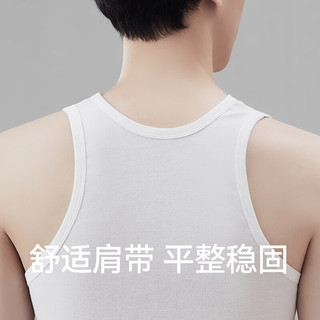 猫人猫人无袖背心男士白色纯棉无袖紧身运动夏季打底衫男2件装 XL 白+白