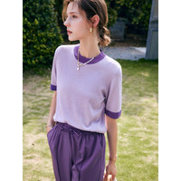 Olrain欧芮儿短袖针织衫女24年夏季新款宽松时尚亮丝冰爽薄款套头上衣夏