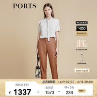 PORTS宝姿初夏女装刺绣系带装饰光泽上衣LD8B124MWP043 燕麦灰 8