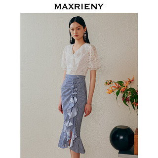 MAXRIENY风蕾丝雪纺衫夏季精致浪漫氛围感上衣女 本白 L/03