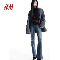 H&M HM女装牛仔裤2023冬季新款时尚休闲百搭低腰喇叭裤牛仔裤1186485