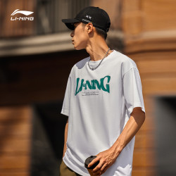 lining李宁短袖男士夏季半袖装运动上衣男装体恤宽松白色t恤女